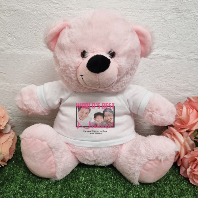 Worlds Best Nana Photo Bear Light Pink 30cm