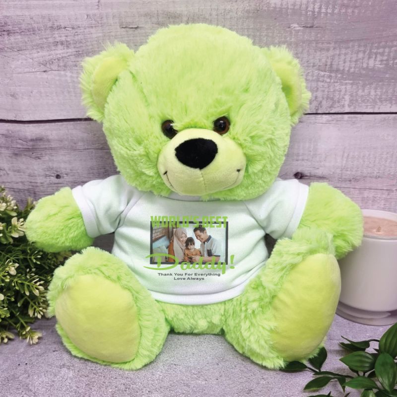 Worlds Best Dad Photo Bear Lime 30cm