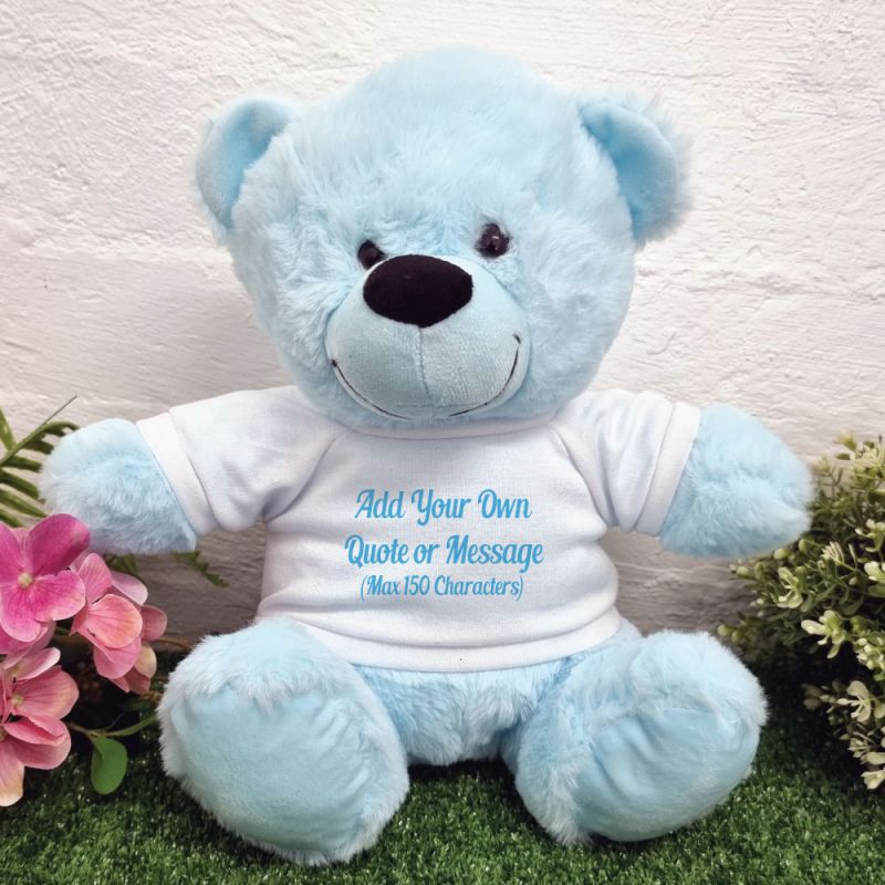 Custom Text Message Bear light Blue 30cm