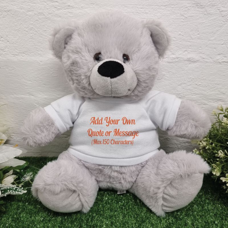 Custom Text Message Bear Grey 30cm