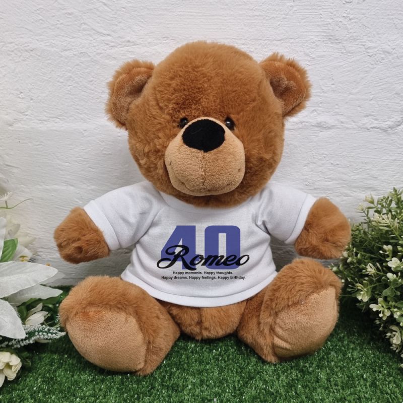 Personalised 40th Birthday Bear Brown Plush 30cm