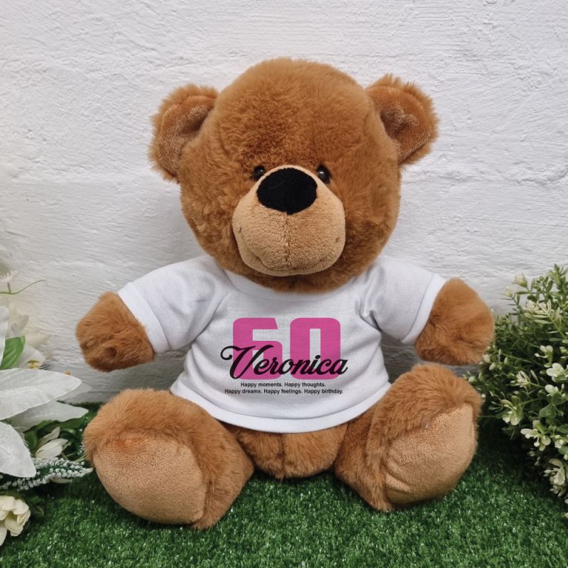 Personalised 60th Birthday Bear Brown Plush 30cm