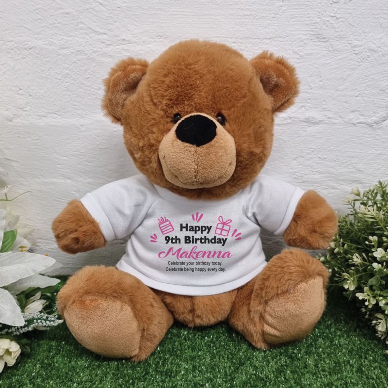 Personalised Birthday Teddy Bear Brown Plush 30cm