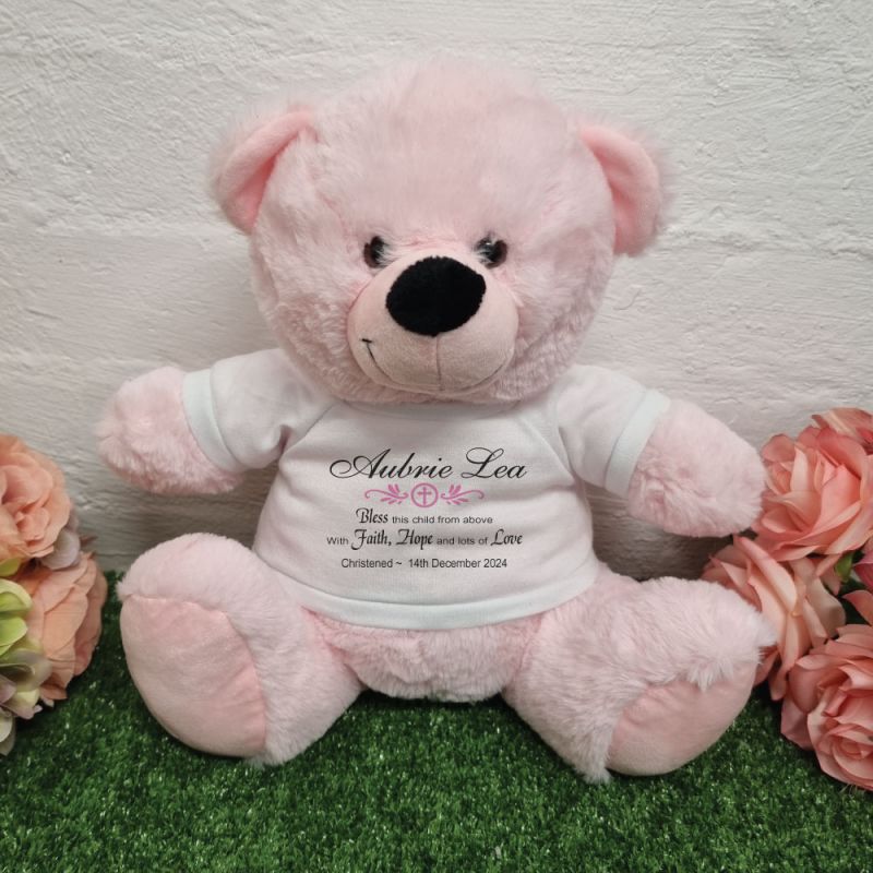 Christening Bear Light Pink Plush 30cm