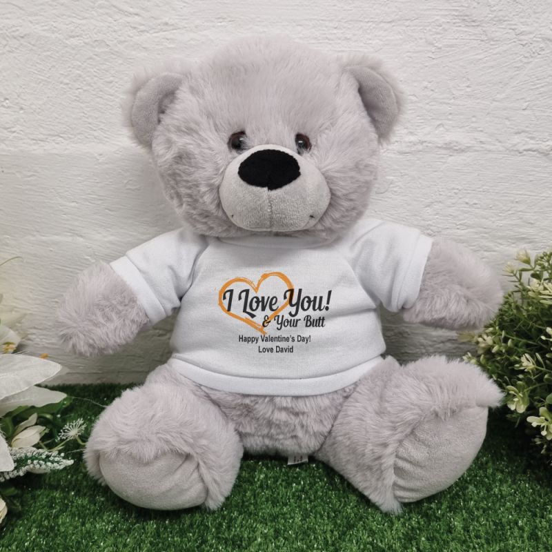 Valentines Day Bear Love Your Naughty Bits - 30cm Grey