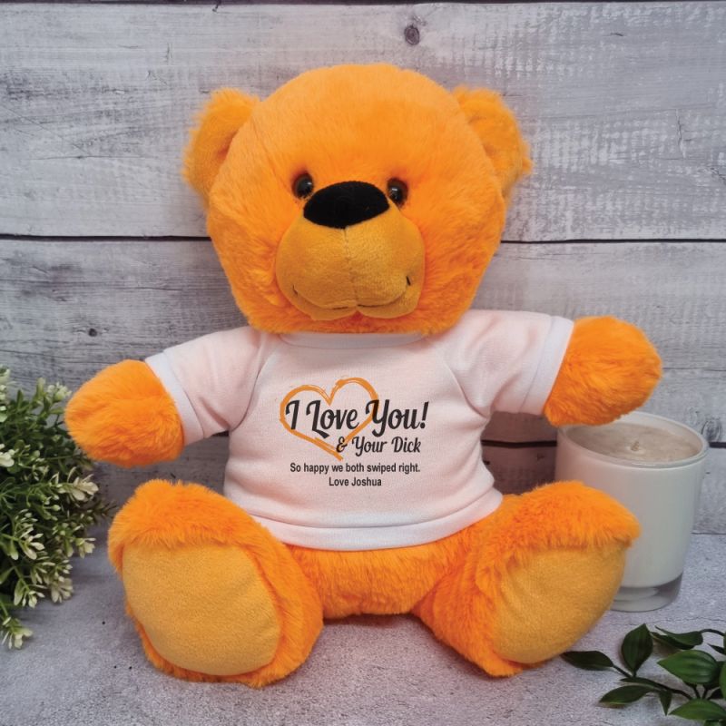 Valentines Day Bear Love Your Naughty Bits - 30cm Orange