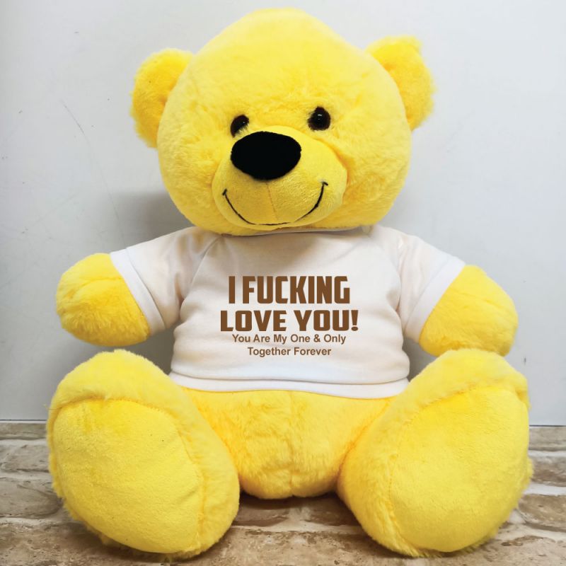 Naughty Love You Valentines Bear - 40cm Yellow