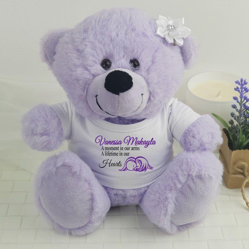 Personalised Angel Memorial Teddy Bear - Lavender