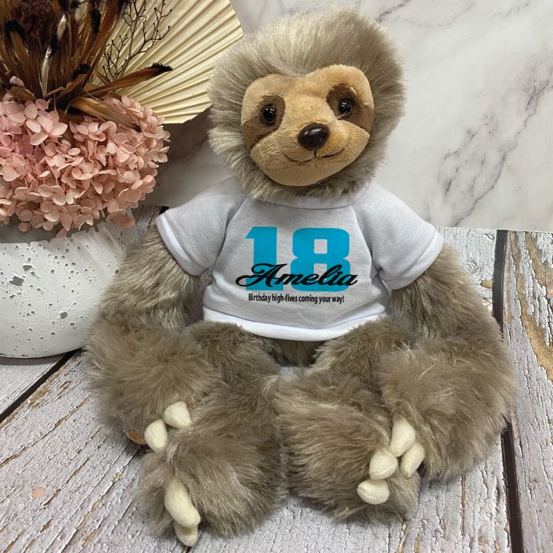 18th Birthday Sloth Plush with Personalised Shirt