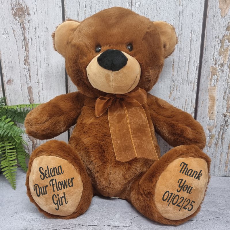 Personalised Flower Girl Teddy Bear 40cm Brown
