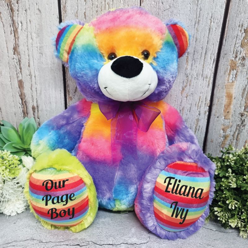 Page Boy Personalised Teddy Bear 40cm Plush Rainbow