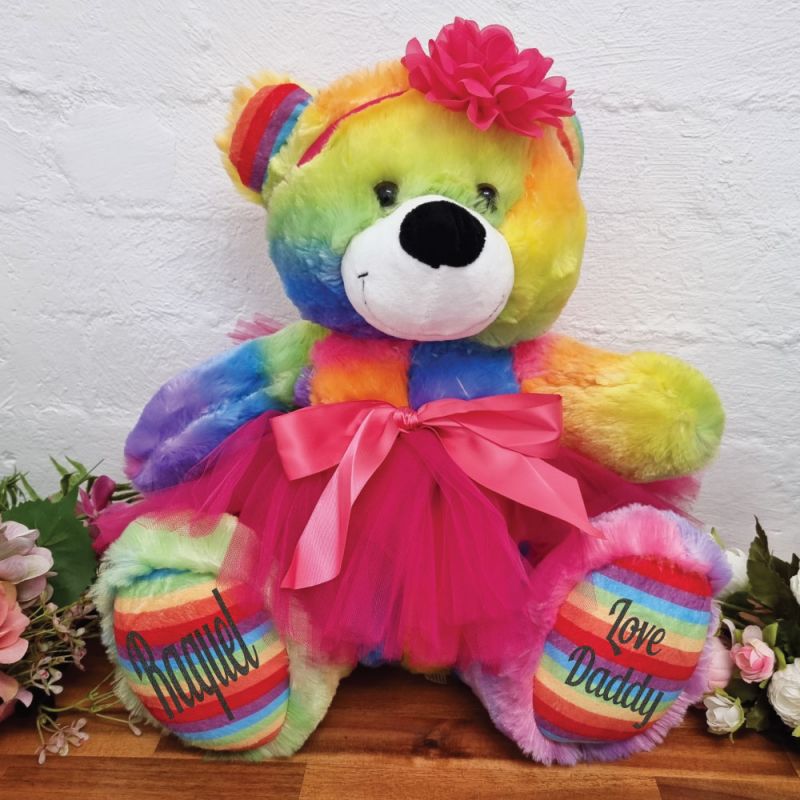 Personalised Ballerina Teddy Bear 40cm Plush Rainbow