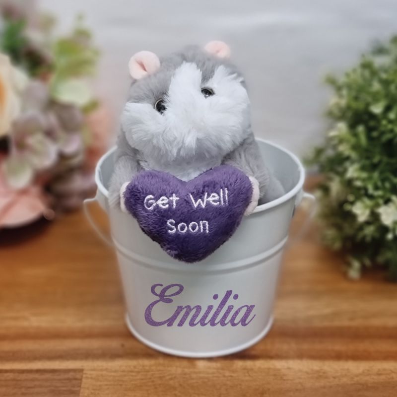 Get Well Soon Hamster in Gift Bucket