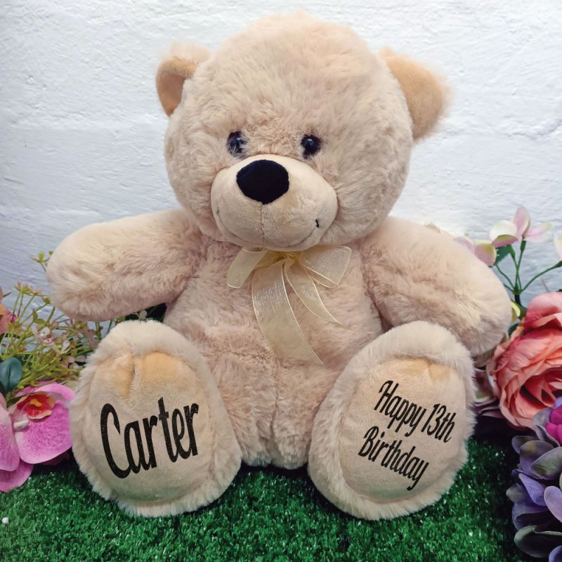 13th Personalised Teddy Bear 30cm Cream