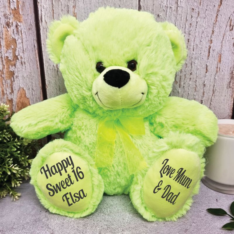 Personalised 16th Teddy Bear Lime Plush 30cm