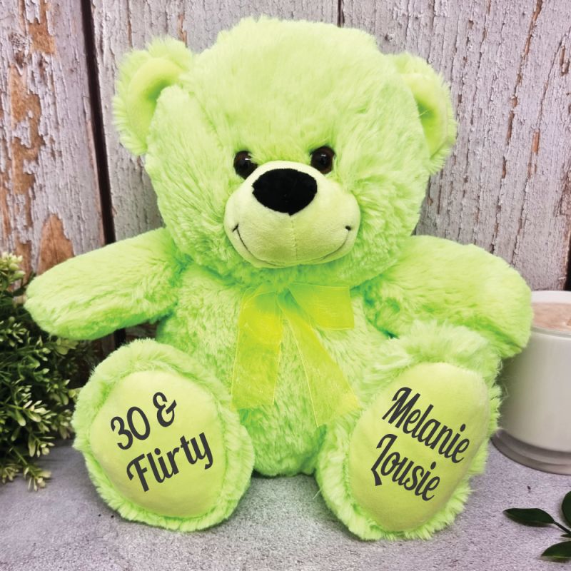 Personalised 30th Teddy Bear Lime Plush 30cm