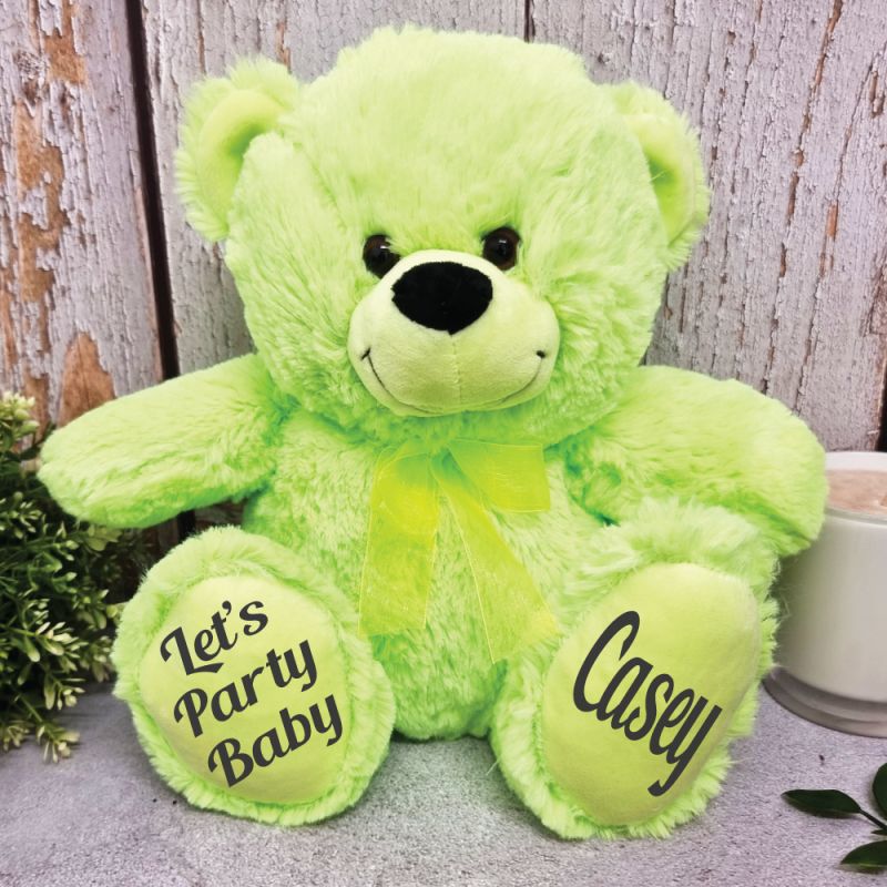 Personalised Birthday Teddy Bear Lime Plush 30cm