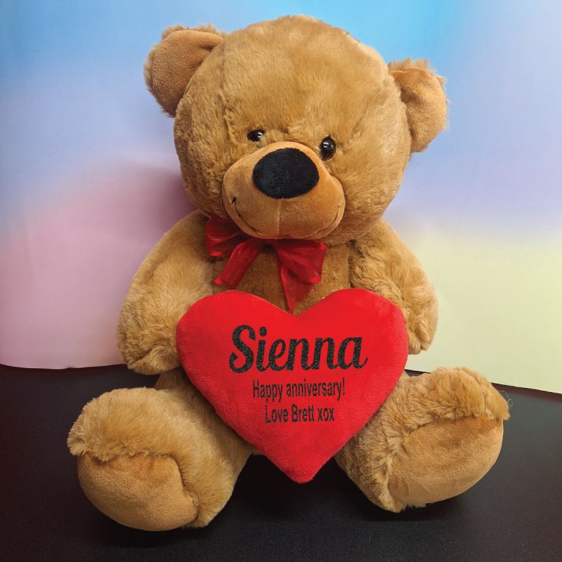 Anniversary Bear With Red Heart Brown 40cm
