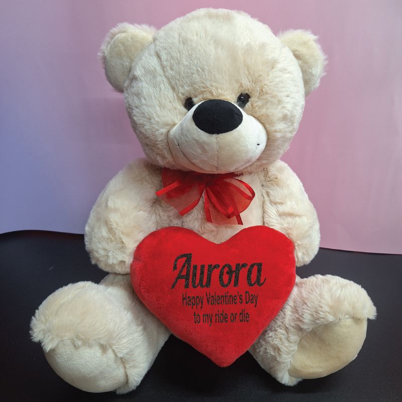 Valentines Day Cream Bear With Red Heart 40cm