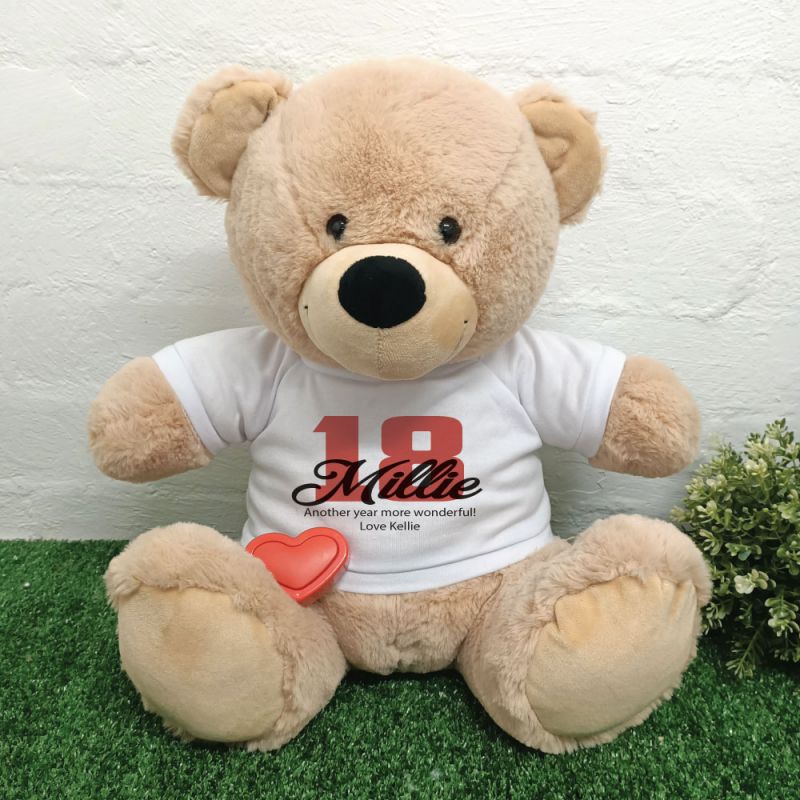 Recordable 18th Birthday Bear Cream 40cm