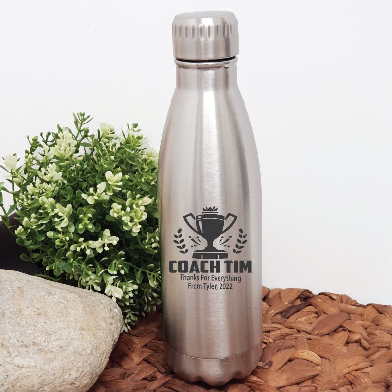 Coach Engraved Stainless Steel Drink Bottle - Silver