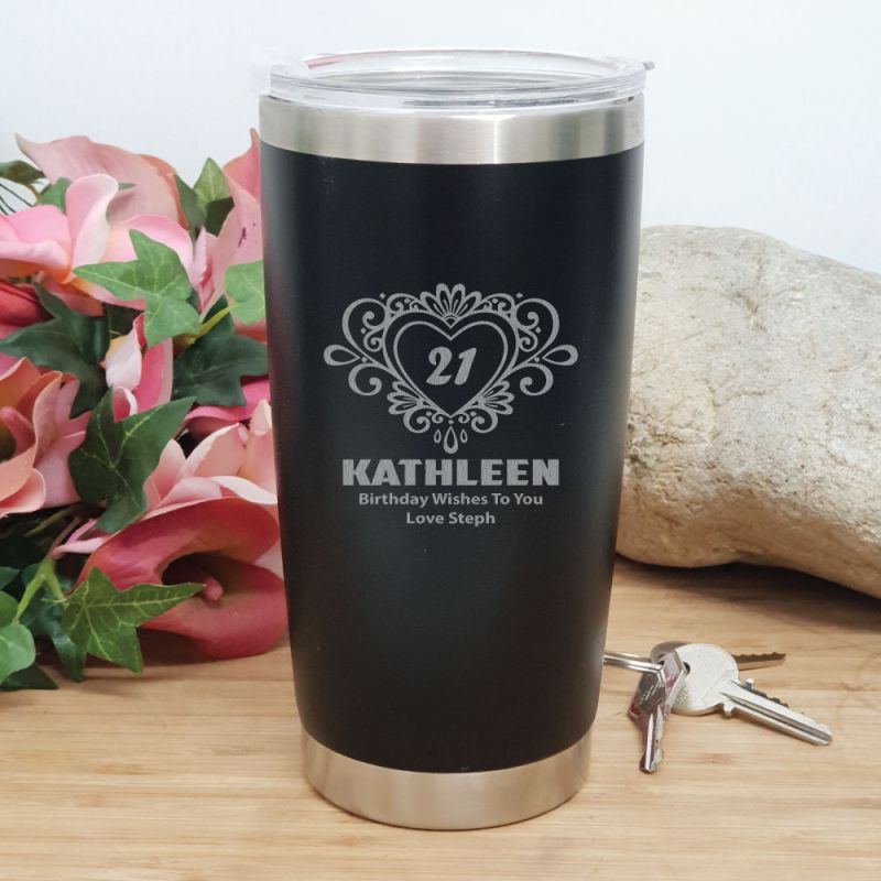 21st Insulated Travel Mug 600ml Black (F)