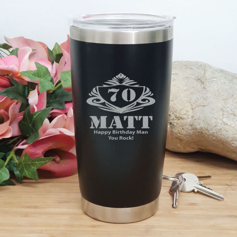 70th Insulated Travel Mug 600ml Black (M)