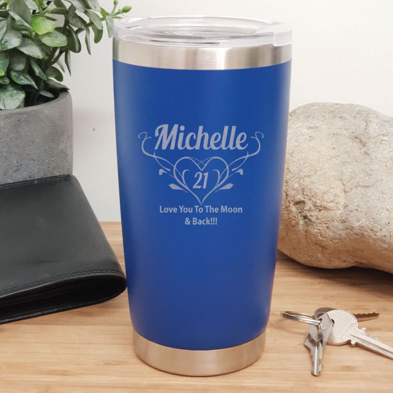21st Insulated Travel Mug 600ml Dark Blue (F)