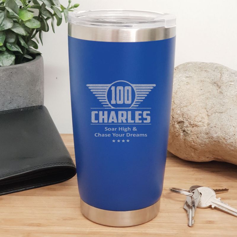 100th Insulated Travel Mug 600ml Dark Blue (M)
