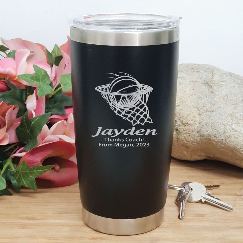Basketball Coach Insulated Travel Mug 600ml Black