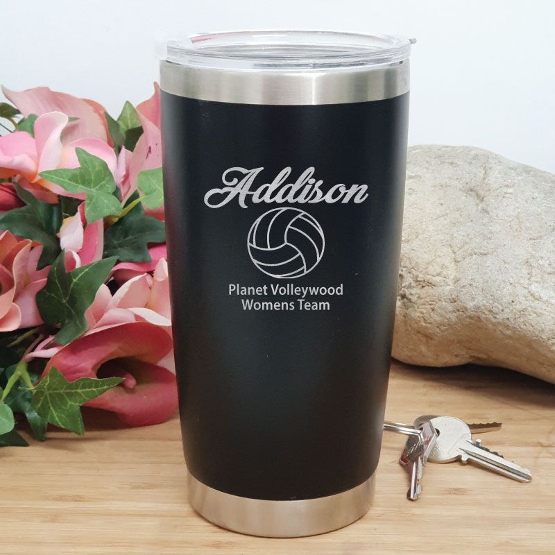 Netball  Coach Engraved Insulated Travel Mug 600ml Black