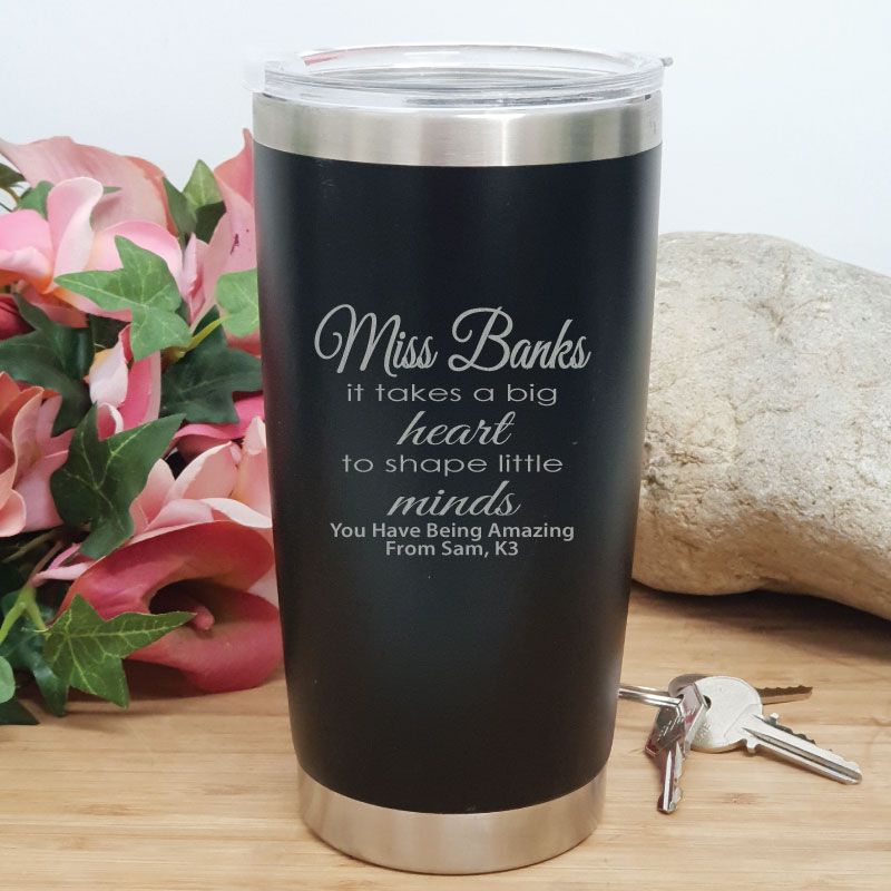 Teacher Insulated Travel Mug 600ml Black - Little Minds