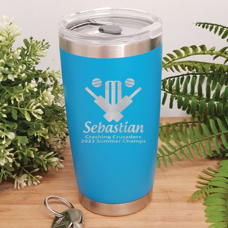 Cricket Coach Insulated Travel Mug 600ml Light Blue