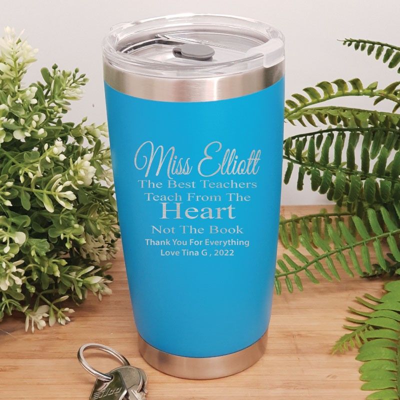 Teacher Insulated Travel Mug 600ml Blue - Heart