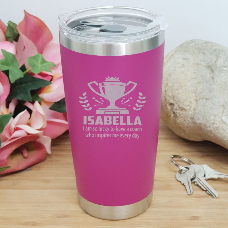 Coach Engraved Insulated Travel Mug 600ml Pink