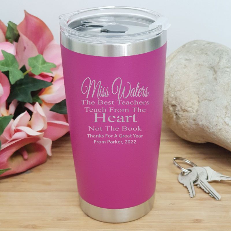 Teacher Insulated Travel Mug 600ml Pink - Heart
