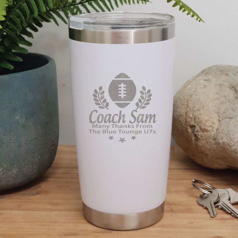 Football Coach Insulated Travel Mug 600ml White