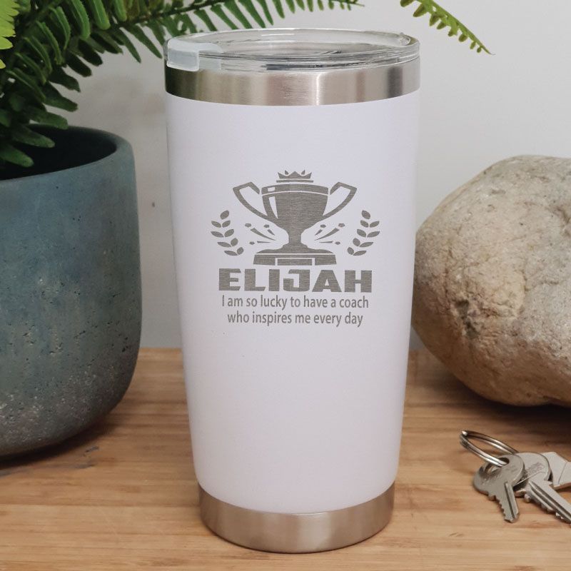 Coach Engraved Insulated Travel Mug 600ml White