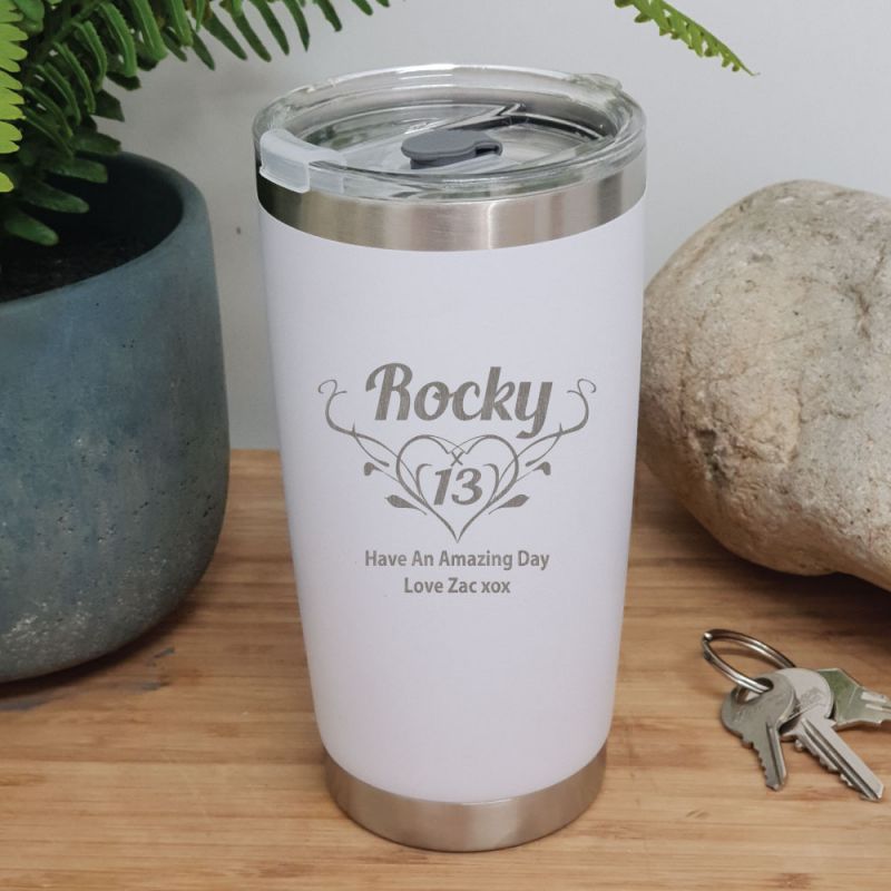 13th Insulated Travel Mug 600ml White (F)