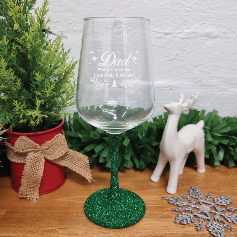 Dad Personalised Christmas Wine Glass 450ml