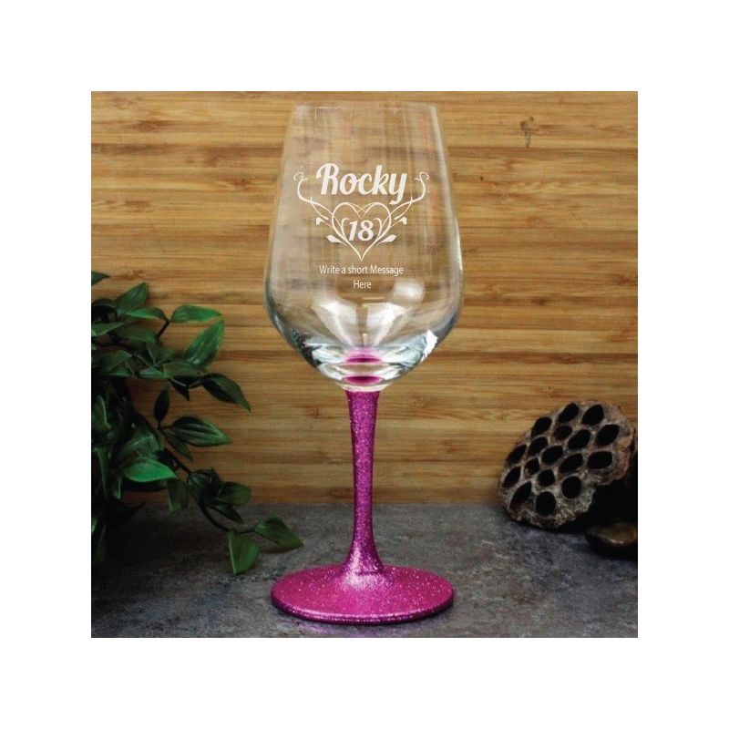 18th Birthday Engraved Personalised Wine Glass 450ml (F)