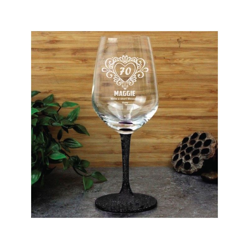 70th Birthday Personalised Wine Glass 450ml (F)
