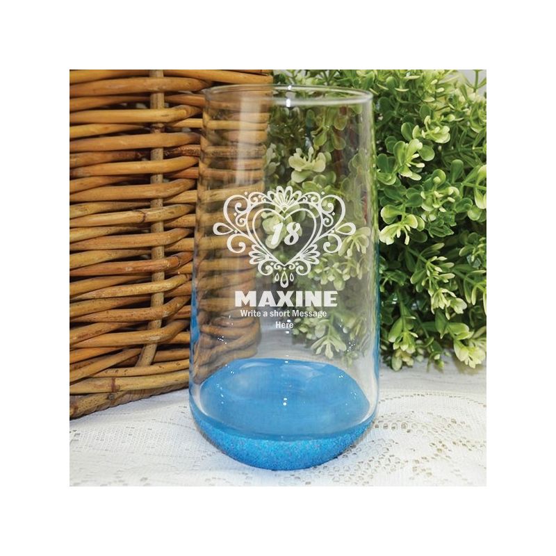 18th Birthday Engraved Personalised Glass Tumbler (F)