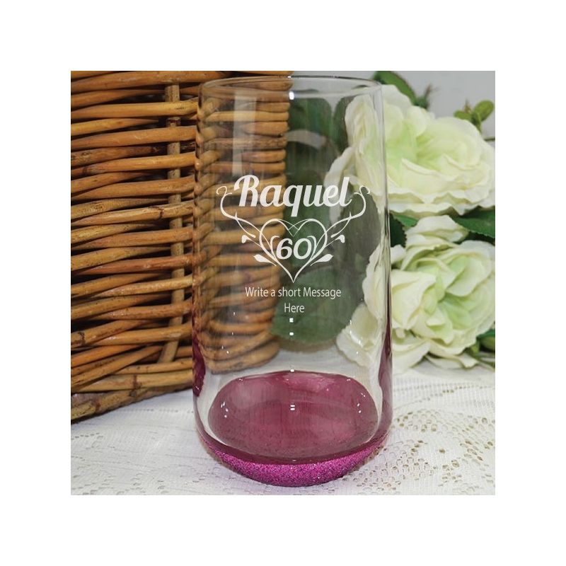 60th Birthday Engraved Personalised Glass Tumbler (F)