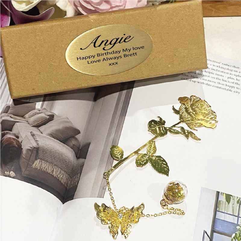 Rose Bookmark with Personalised Gift Box