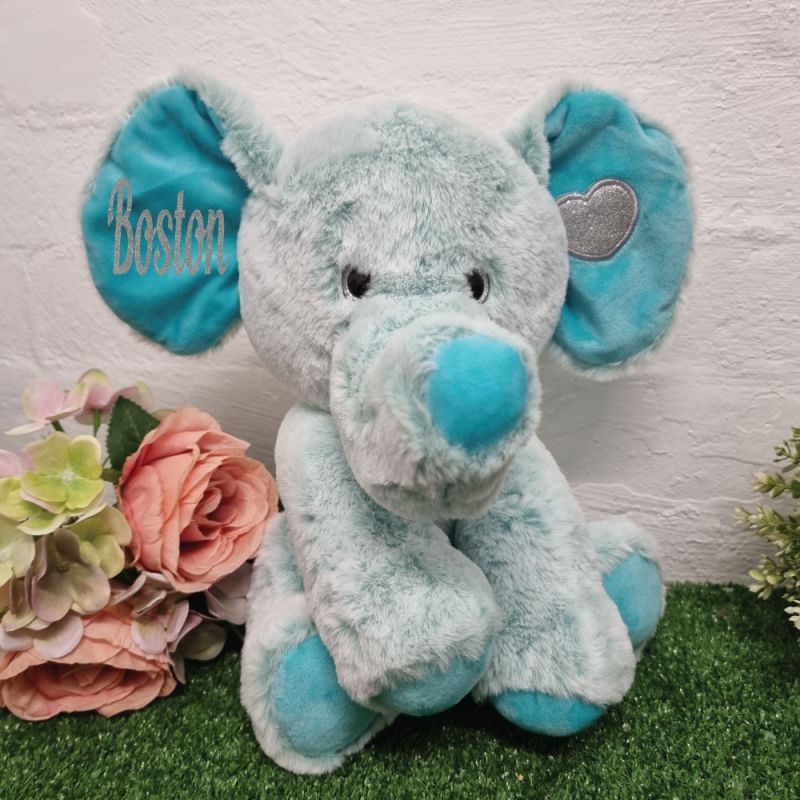 Personalised Green Elephant Plush Evan