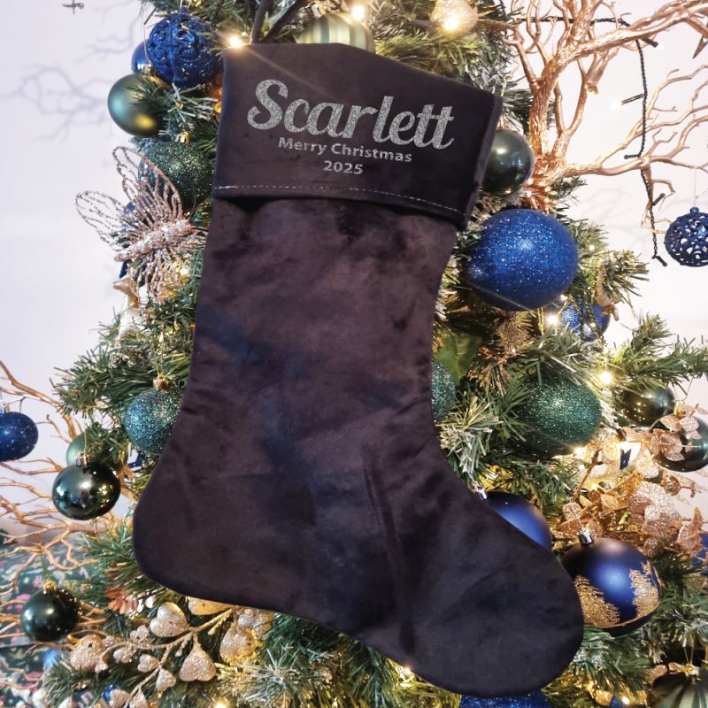 1st Christmas Stocking Black Velvet