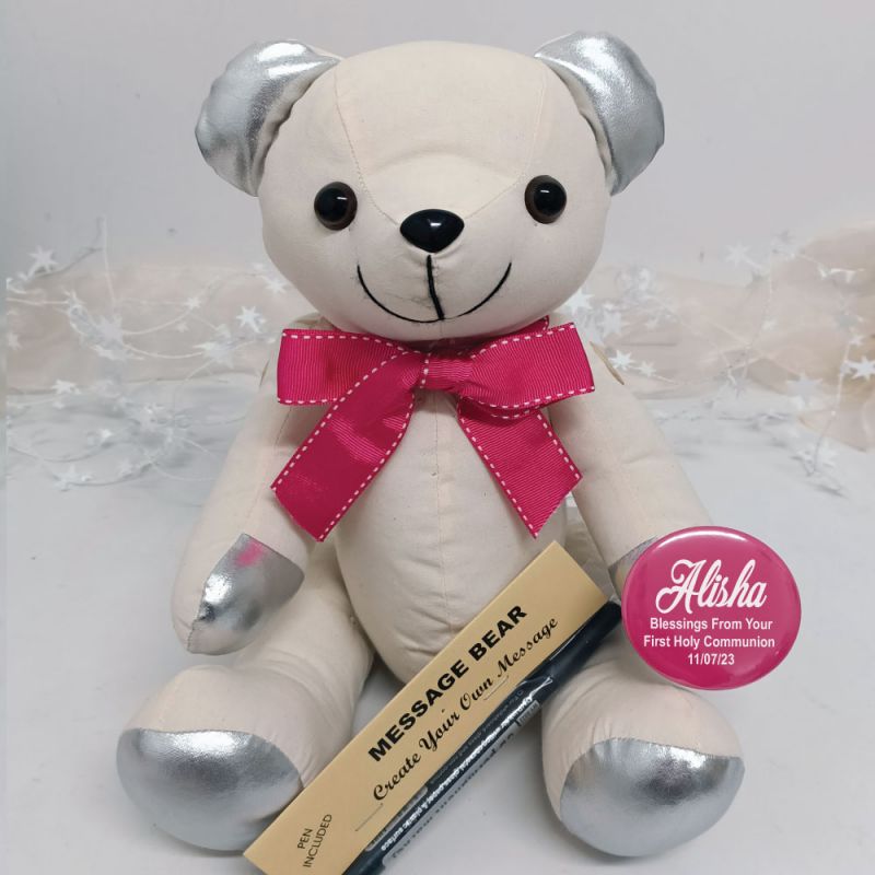 Communion Signature Bear Pink Bow
