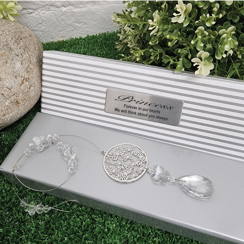Personalised Pet Memorial Suncatcher- Butterfly Circle
