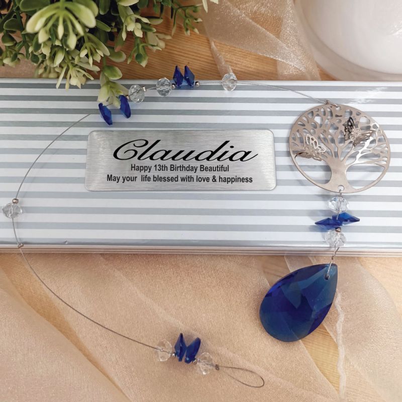 13th Birthday Tree of Life Suncatcher- Blue